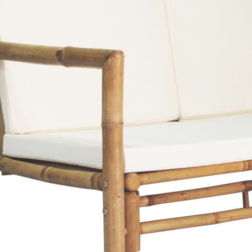 4-Piece Garden Lounge Set with Cushions Bamboo - Image 5