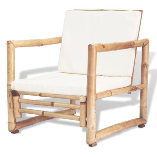 4-Piece Garden Lounge Set with Cushions Bamboo - Image 6