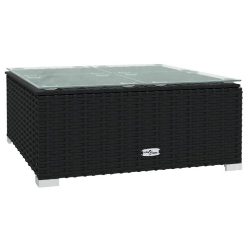 4-Piece Garden Lounge Set with Cushions Black Poly Rattan Wicker Outdoor Patio Furniture - Image 6