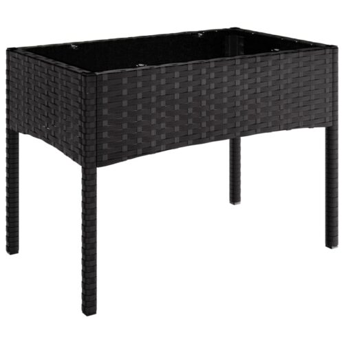 4-Piece Garden Lounge Set with Cushions Black Poly Rattan Wicker Outdoor Patio Furniture - Image 4