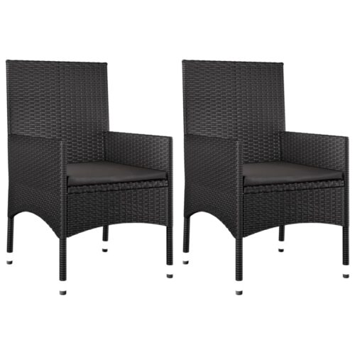 4-Piece Garden Lounge Set with Cushions Black Poly Rattan Wicker Outdoor Patio Furniture - Image 7