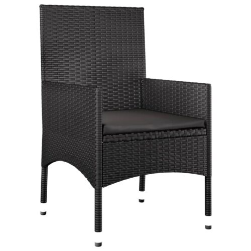 4-Piece Garden Lounge Set with Cushions Black Poly Rattan Wicker Outdoor Patio Furniture - Image 8