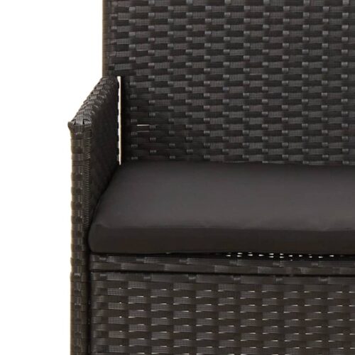 4-Piece Garden Lounge Set with Cushions Black Poly Rattan Wicker Outdoor Patio Furniture - Image 9