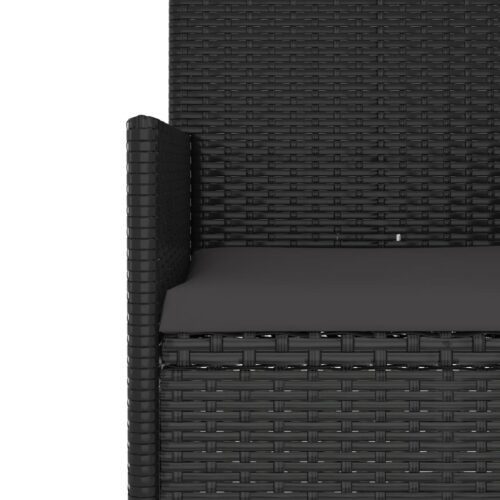4-Piece Garden Lounge Set with Cushions Black Poly Rattan Wicker Outdoor Patio Furniture - Image 9