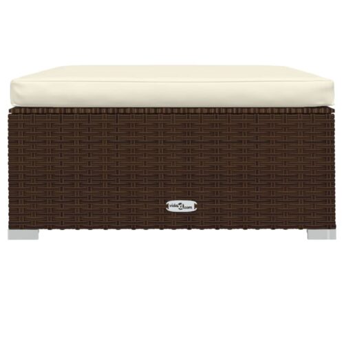 4-Piece Garden Lounge Set with Cushions Brown Poly Rattan Wicker Outdoor Patio Furniture - Image 8