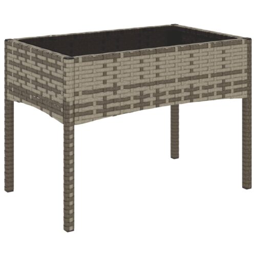 4-Piece Garden Lounge Set with Cushions Grey Poly Rattan Wicker Outdoor Patio Furniture - Image 4