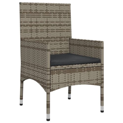 4-Piece Garden Lounge Set with Cushions Grey Poly Rattan Wicker Outdoor Patio Furniture - Image 8