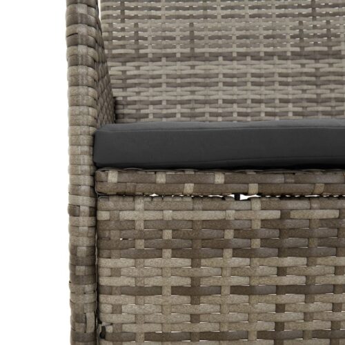 4-Piece Garden Lounge Set with Cushions Grey Poly Rattan Wicker Outdoor Patio Furniture - Image 9
