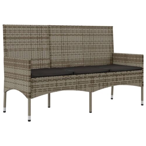 4-Piece Garden Lounge Set with Cushions Grey Poly Rattan Wicker Outdoor Patio Furniture - Image 10