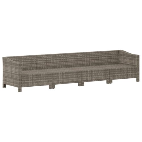4-Piece Garden Lounge Set with Cushions Grey Poly Rattan Wicker Outdoor Patio Furniture - Image 3