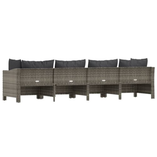 4-Piece Garden Lounge Set with Cushions Grey Poly Rattan Wicker Outdoor Patio Furniture - Image 6