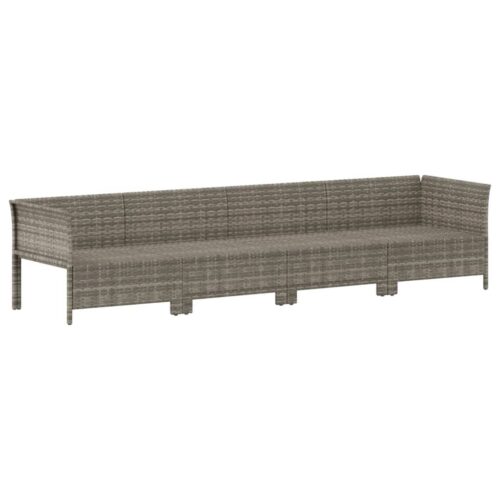 4-Piece Garden Lounge Set with Cushions Grey Poly Rattan Wicker Outdoor Patio Furniture - Image 3