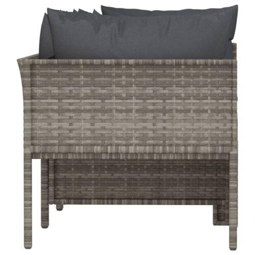 4-Piece Garden Lounge Set with Cushions Grey Poly Rattan Wicker Outdoor Patio Furniture - Image 5
