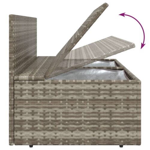 4-Piece Garden Lounge Set with Cushions Grey Poly Rattan Wicker Outdoor Patio Furniture - Image 7