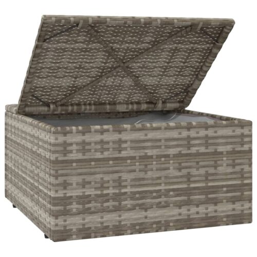 4-Piece Garden Lounge Set with Cushions Grey Poly Rattan Wicker Outdoor Patio Furniture - Image 6