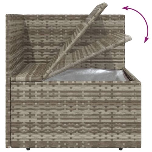 4-Piece Garden Lounge Set with Cushions Grey Poly Rattan Wicker Outdoor Patio Furniture - Image 7