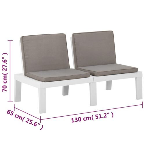 4-Piece Garden Lounge Set with Cushions Plastic White - Image 11