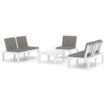 4-Piece Garden Lounge Set with Cushions Plastic White