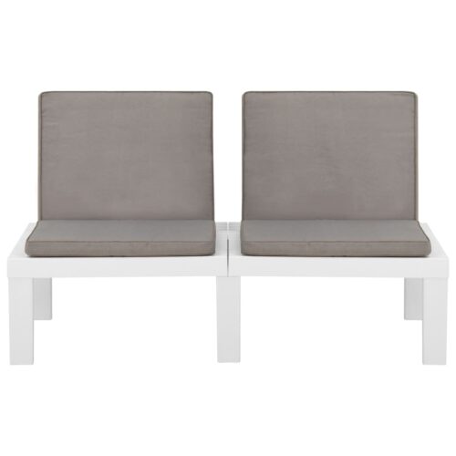 4-Piece Garden Lounge Set with Cushions Plastic White - Image 8