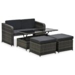 4-Piece Garden Lounge Set with Cushions Poly Rattan Wicker Outdoor Patio Furniture Anthracite