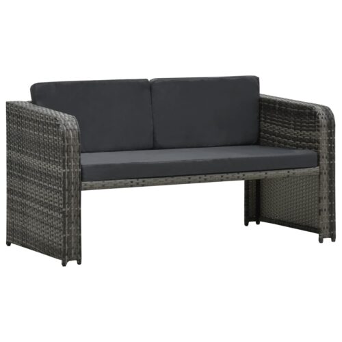 4-Piece Garden Lounge Set with Cushions Poly Rattan Wicker Outdoor Patio Furniture Anthracite - Image 3