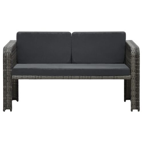 4-Piece Garden Lounge Set with Cushions Poly Rattan Wicker Outdoor Patio Furniture Anthracite - Image 4