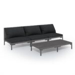 4-Piece Garden Lounge Set with Cushions Poly Rattan Wicker Outdoor Patio Furniture Dark Grey