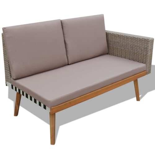 4-Piece Garden Lounge Set with Cushions Poly Rattan Wicker Outdoor Patio Furniture Grey - Image 4