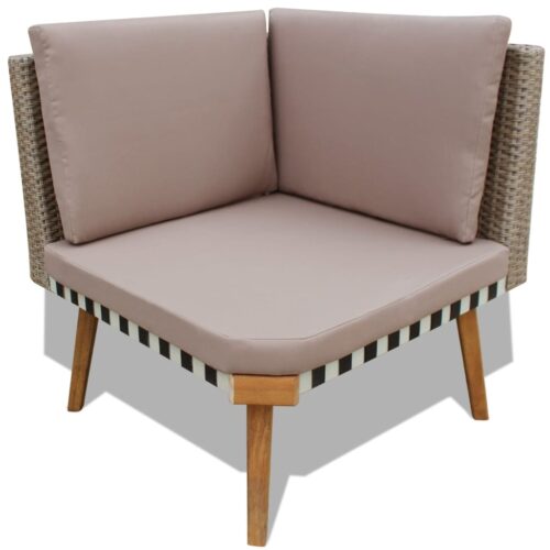 4-Piece Garden Lounge Set with Cushions Poly Rattan Wicker Outdoor Patio Furniture Grey - Image 6