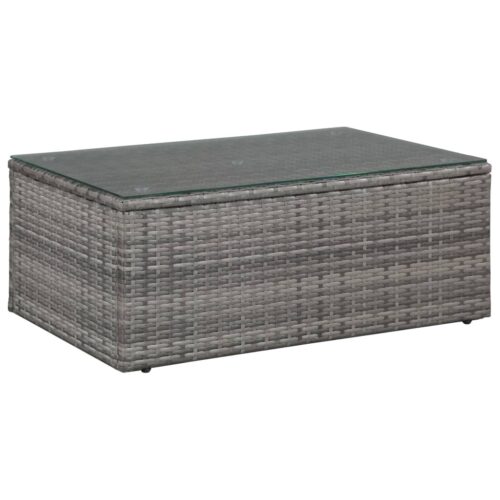 4-Piece Garden Lounge Set with Cushions Poly Rattan Wicker Outdoor Patio Furniture Grey - Image 4