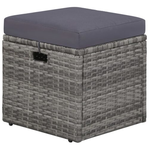 4-Piece Garden Lounge Set with Cushions Poly Rattan Wicker Outdoor Patio Furniture Grey - Image 5