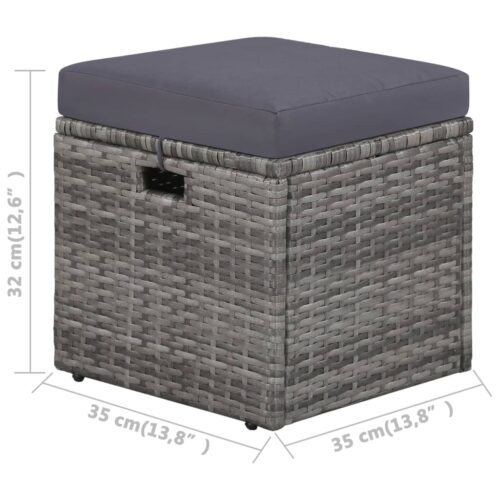 4-Piece Garden Lounge Set with Cushions Poly Rattan Wicker Outdoor Patio Furniture Grey - Image 8