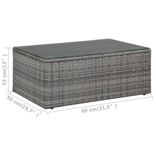 4-Piece Garden Lounge Set with Cushions Poly Rattan Wicker Outdoor Patio Furniture Grey - Image 9