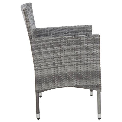 4-Piece Garden Lounge Set with Cushions Poly Rattan Wicker Outdoor Patio Furniture Grey - Image 4