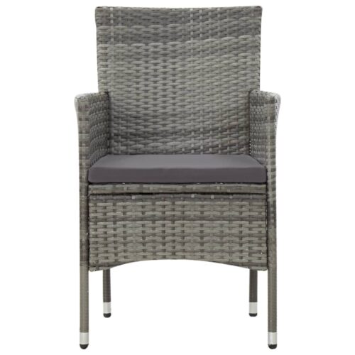 4-Piece Garden Lounge Set with Cushions Poly Rattan Wicker Outdoor Patio Furniture Grey - Image 7