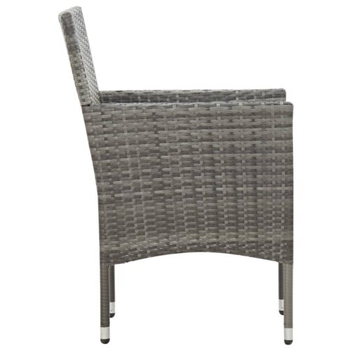 4-Piece Garden Lounge Set with Cushions Poly Rattan Wicker Outdoor Patio Furniture Grey - Image 8