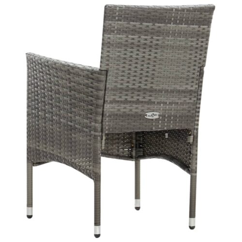 4-Piece Garden Lounge Set with Cushions Poly Rattan Wicker Outdoor Patio Furniture Grey - Image 9
