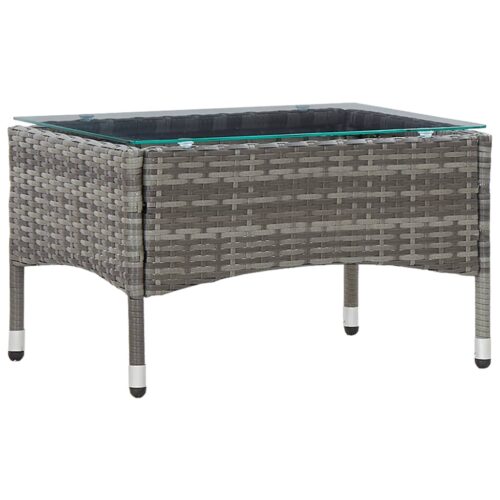 4-Piece Garden Lounge Set with Cushions Poly Rattan Wicker Outdoor Patio Furniture Grey - Image 10
