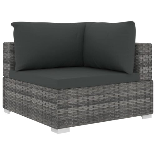 4-Piece Garden Lounge Set with Cushions Poly Rattan Wicker Outdoor Patio Furniture Grey - Image 4