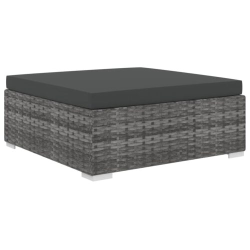 4-Piece Garden Lounge Set with Cushions Poly Rattan Wicker Outdoor Patio Furniture Grey - Image 6