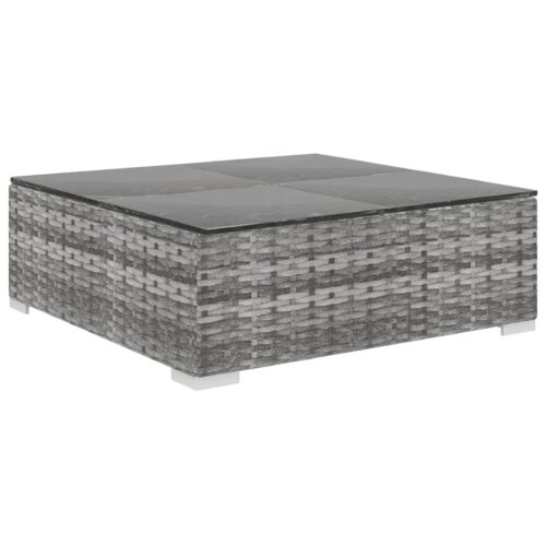4-Piece Garden Lounge Set with Cushions Poly Rattan Wicker Outdoor Patio Furniture Grey - Image 7