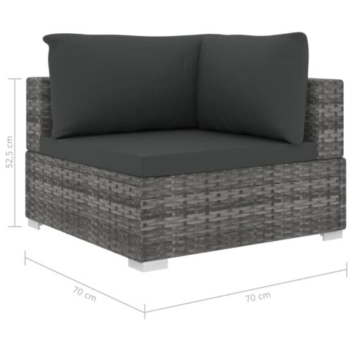 4-Piece Garden Lounge Set with Cushions Poly Rattan Wicker Outdoor Patio Furniture Grey - Image 8