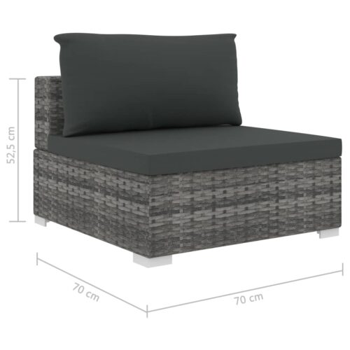 4-Piece Garden Lounge Set with Cushions Poly Rattan Wicker Outdoor Patio Furniture Grey - Image 9