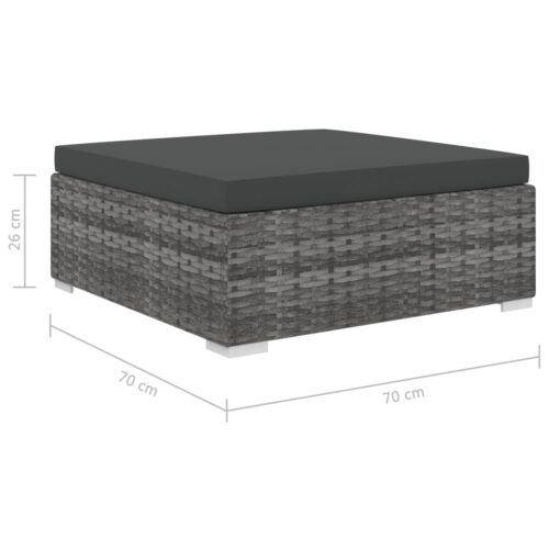 4-Piece Garden Lounge Set with Cushions Poly Rattan Wicker Outdoor Patio Furniture Grey - Image 10