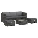 4-Piece Garden Lounge Set with Cushions Poly Rattan Wicker Outdoor Patio Furniture Grey