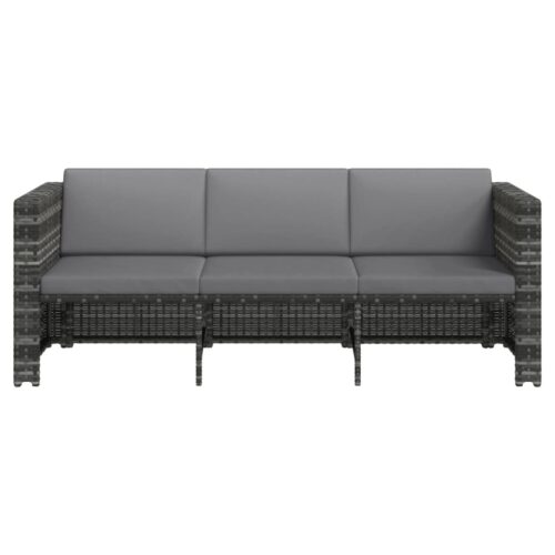 4-Piece Garden Lounge Set with Cushions Poly Rattan Wicker Outdoor Patio Furniture Grey - Image 6