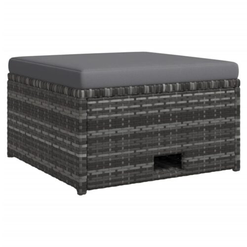 4-Piece Garden Lounge Set with Cushions Poly Rattan Wicker Outdoor Patio Furniture Grey - Image 7