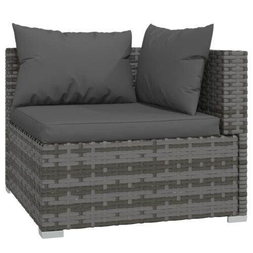 4-Piece Garden Lounge Set with Cushions Poly Rattan Wicker Outdoor Patio Furniture Grey - Image 3