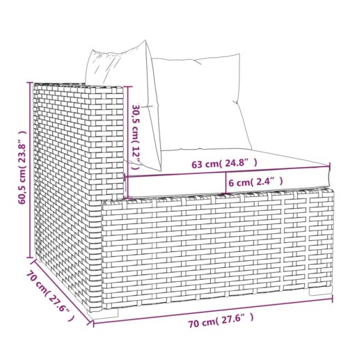 4-Piece Garden Lounge Set with Cushions Poly Rattan Wicker Outdoor Patio Furniture Grey - Image 10