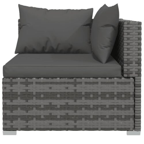 4-Piece Garden Lounge Set with Cushions Poly Rattan Wicker Outdoor Patio Furniture Grey - Image 4
